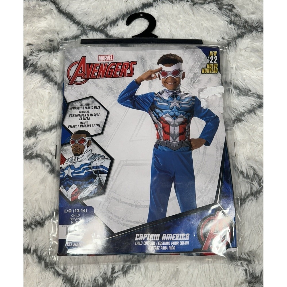 MARVEL Avengers Captain America Falcon Jumpsuit Mask Costume Child L 12-14 NEW